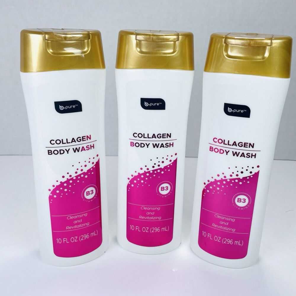 3 Pack B-Pure COLLAGEN Body Wash 10 oz B3 Vitamin Revitalizing NEW